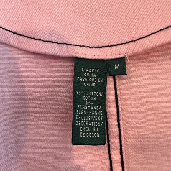 Ralph Lauren Jeans Pink Denim Double Breasted Belted Jacket, Size Medium - Picture 5 of 6
